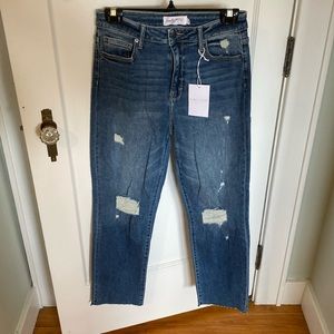 CJLA Carly Jean Los Angeles Chrissy High Rise Straight Jeans. Distressed, sz 5.